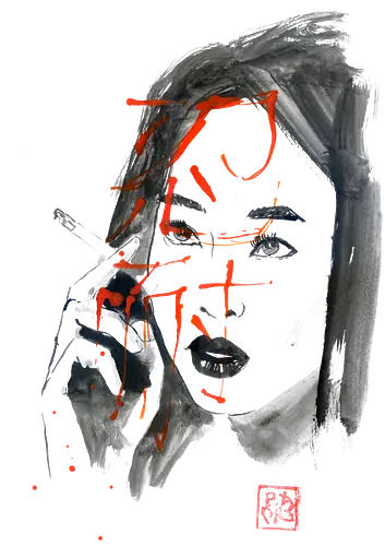 cigarette nintai - cigarette, sumie, japan, woman, kanji, nintai