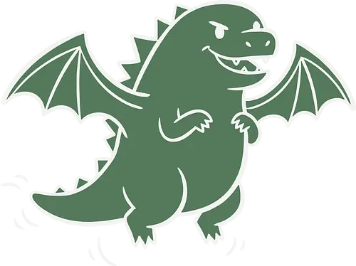 Chibi Dragon Flight - Chibi dragon, cute dragon, cartoon monster, flying dragon, fantasy creature, minimalist, Pen and paper, D&D, t-shirt design, art print, whimsical, adorable, green dragon, geek art, mythical creature