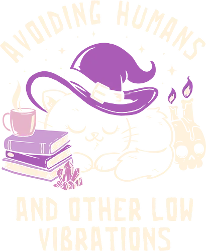 Avoiding Humans and Other Low Vibrations - koalatees, koala, witch, introvert, black cat, cat lover, candle, skull, crystals, witchcore, antisocial club, spell, magic
