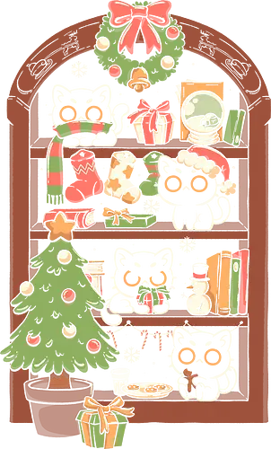 Christmas Cats  - koalatees, koala, christmas cat, black cat, cat lover, xmas, ornaments, christmas tree, bookshelf, holiday, book lover