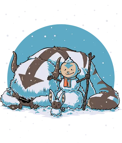 Snow Fun Bender - snow, holiday, snowman, bison, lemur, pet, tv show, air, animal, anime, fantasy, movies, martial arts, elemental, animation, nerd, geek