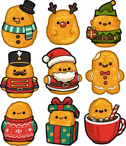 Christmas Nuggets - nuggets, chicken, chicken lover, chicken nugget, chicken nuggets, christmas, christmas gifts, fast food, festive, fried chicken, holidays, junk food, merry christmas, stocking stuffer, xmas
