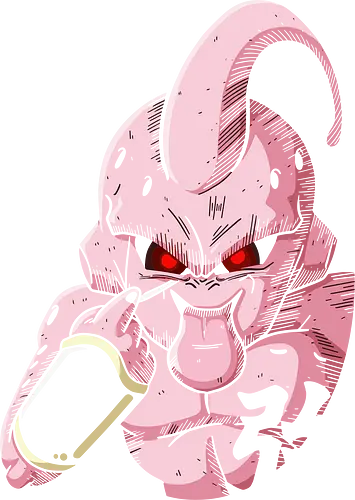  Kid Buu's Pure Malice - Kid Buu, Majin Buu, Pure Evil Buu, Dragon Ball Z, DBZ, anime, manga, villain, fan art, t-shirt design, art print, cool anime villain, geek art, minimalist, chaotic, pink, final villain.