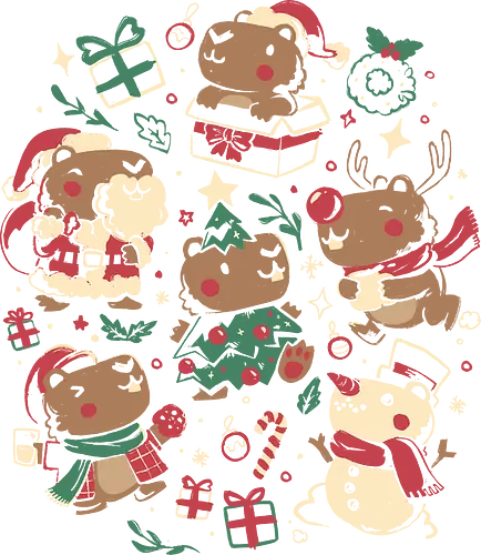 Jolly Capys  - eduely, ely, capybara, cappy lover, christmas, presents, xmas, holiday, funny, adorable