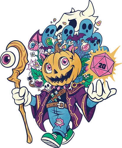 fateful pumpkin  - pumpkin, horror, character, dungeon, master, Pen and Paper, dice, halloween, wizard, magician
