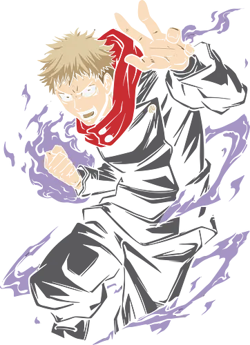Yuji Itadori: Black Flash Strike - Yuji Itadori, Jujutsu, JJK, Black Flash, anime, manga, fan art, t-shirt design, art print, cool anime boy, geek art, stylish, Cursed Energy, Sukuna's vessel, Shonen.