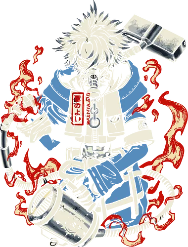 Fire Force: The Adolla Hero of Time - Fire Force, Shinra Kusakabe, anime, manga, Adolla, firefighter, fan art, t-shirt design, art print, flame, infernal, cool anime art, geek art, stylish, Enen no Shouboutai, action graphic, intense.