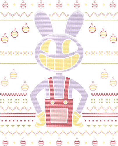 Jax Purple Rabbit Ugly Sweater - the amazing digital circus, pomni, jax, kinger, zooble, ragatha, gangle, digital circus, the amazing circus, tadc, clown, jester, cartoon, geek, ugly christmas sweater