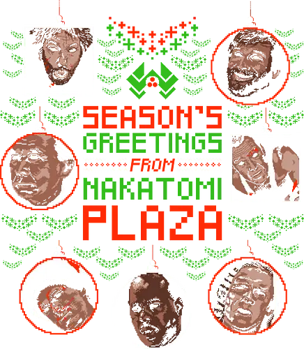 Seasons Greetings from Nakatomi Plaza - Die hard, Yippee Ki Yay, John McClane, bruce willis, ugly Christmas, retro, Christmas movies, happy Christmas