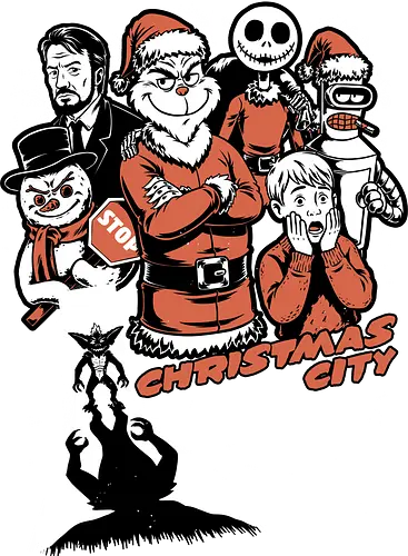Christmas City Movie Poster - Christmas, Merry Christmas, Christmas Vacation, City, Movie, Classic Movie, Horror, Classic Horror, Vintage, Retro, Retro Vintage, Jack Frost, Frosty, Satire, Mashup, Movie Poster, Holiday, Happy Holidays, Holidays, Scary, Spooky, Spooky Season, Spookmas, Creepymas