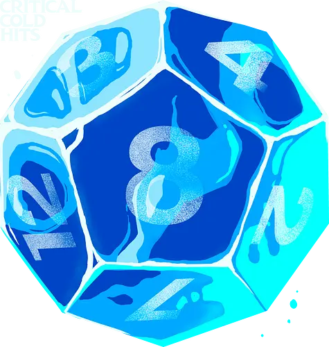 Critical Cold Hits - Frozen-inspired D20 design with bold blue tones and frosty flair. Perfect for tabletop fans who like their rolls cold and their style cool.