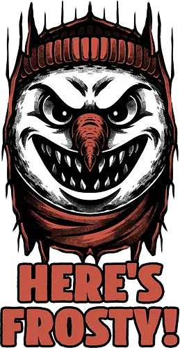 Snowman Horror Door Movie - Winter, Cold, Frosty, Snowman, Frost, Holiday, Holidays, Christmas, Christmas Vacation, Movie, Classic Horror, Horror, Horror Movie, Classic, Snow, Creepy, Creepymas, Spooky, Spooky Season, Spookmas, Spooky Cute, Smile