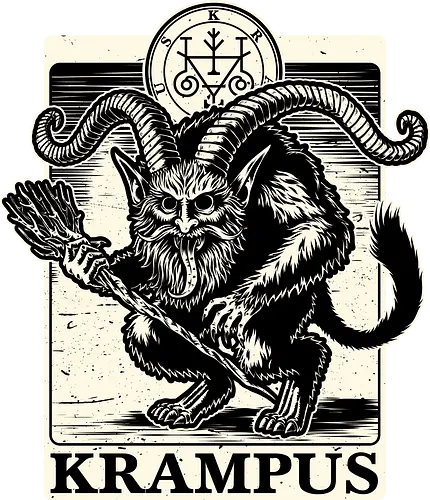 Goetia Krampus Christmas - Ugly Sweater, Holiday, Christmas, Merry Christmas, Ugly Christmas Sweater, demon, devil, ritual, pact, krampus, santa claus, Christmas Vacation, Christmas Eve, Christmas Sweater, Gifts, Gift, Dark Magic, Goetia, Spirit, Spooky, Spooky Season, Spookmas, Creepy