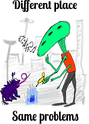 Different place, same problems - Außerirdische, Hund, Weltall