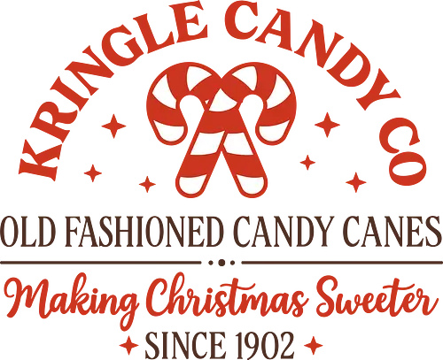 Kringle Candy Co.: Old Fashioned Sweetness - Kringle Candy Co, candy canes, old fashioned, Christmas candy, vintage logo, nostalgic holiday, retro festive, confectionery, holiday baking, t-shirt design, art print, sweet Christmas, classic candy.