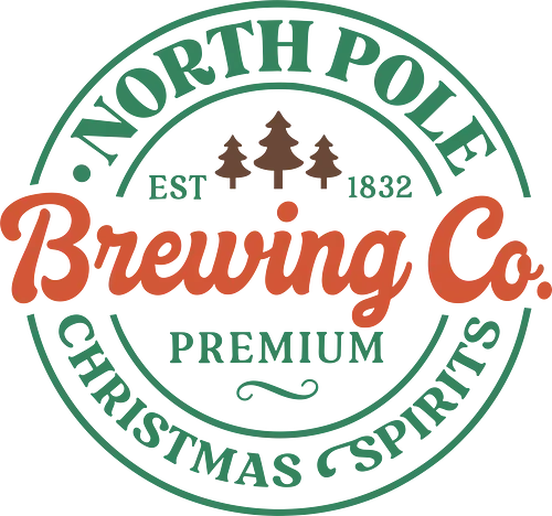  North Pole Brewing Co.: Christmas Spirits - North Pole Brewing Co, Christmas Spirits, beer logo, funny Christmas, holiday beer, craft beer, vintage graphic, festive drinking, nostalgic, t-shirt design, art print, sarcastic holiday, microbrewery, retro Christmas.