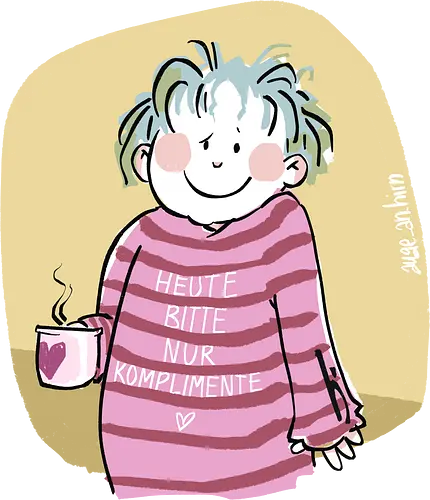 Heute bitte nur Komplimente.. - Ringelpullisprüche, Ringeldinger, streifenweise, Spruch, Weisheit, Motivation, Ringelpulli, SprücheShirt, Cartoon Illustration, Statement, Handgezeichnet, Humor, Selbstironie, Streifenpulli, Spruchshirt, deutsch