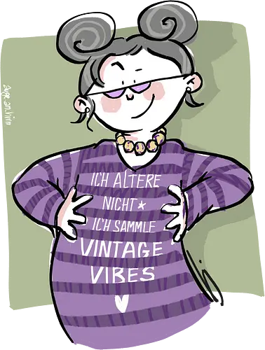 Vintage vibes - Ringelpullisprüche, Ringeldinger, streifenweise, Spruch, Weisheit, Motivation, Ringelpulli, SprücheShirt, Cartoon Illustration, Alt, Altwerden, Statement, Handgezeichnet, Humor, Selbstironie, Streifenpulli, Spruchshirt, deutsch
