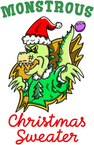 Lustiges Monster Hässlicher Weihnachts-Dino - Weihnachtsdesign, Dinosaurier, Dino Monster, Lustiger Dino, Weihnachtsmonster, Wintermotiv, Weihnachtszeit, Festliches Design, Humor Weihnachten, Ugly Christmas Style, Monsterfigur, Niedlicher Dino, Winterspaß, Feiertagsmotiv, Skurriles Design, Cartoon Dinosaurier, Witzige Illustration, XMAS Monster, Weihnachtslook, Winterpullover Stil, Weihnachtshumor, Ugly Sweater Optik, Lustige Kreatur, Festliche Grafik, Geschenkidee