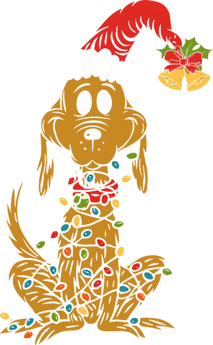 Max the Christmas Light Dog - Max the dog, The Grinch, Christmas lights, tangled, holiday dog, Grinchmas, Dr. Seuss, fan art, t-shirt design, art print, cute dog, nostalgic Christmas, Max and the Grinch, festive pet, comical.
