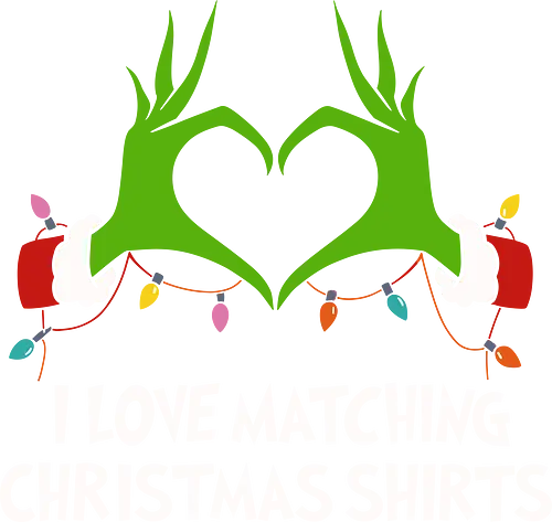 Grinch Heart: Matching Christmas Shirts - Grinch heart, matching Christmas shirts, funny Christmas, Grinch hands, I love matching, sarcastic holiday, couple shirts, family Christmas, t-shirt design, art print, quirky humor, Dr. Seuss parody, festive.
