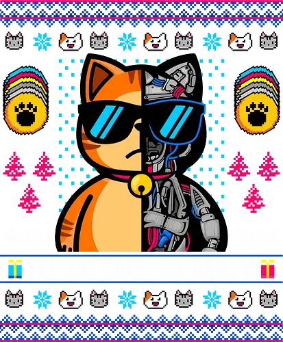 kitty party  - cat, busy, kitty, fun, funny, cute, animal, catlover, fish, pizza, pizzalover, animal, food, culinary, meme, cartoon