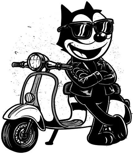 Cool Black Cat Biker - cat, black cat, tv show, classic, pet, beagle, bike, biker, comic, cartoon, animation, bike gangs, lifestyles, leather, jacket, sunglass, stylish, vibe, ride, biker gang, bike Ride, Bike Riding, Retro Vintage, Vintage, riders, cool, Retro, Cartoon, Retro Cartoon, Comic, Classic Animation, Motorcycle, Motor Scooter, Scooter