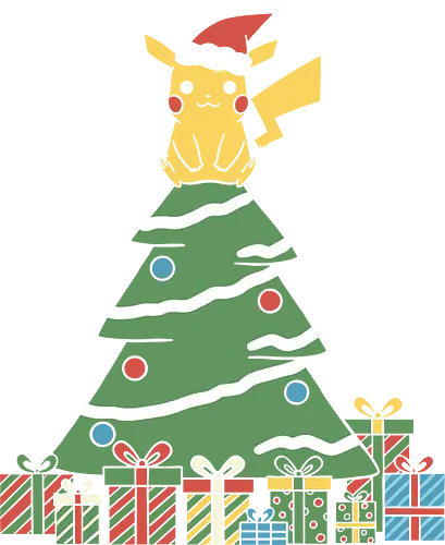 Holiday Mouse Star - Mouse, Christmas, holiday Pikachu, Pocket, Christmas tree, Santa hat, festive, cute, nostalgic, fan art, t-shirt design, art print, gamer gift, geek holiday, anime gift, Electric-type