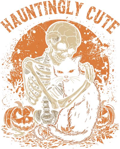 Skeleton Hugging Cat – Cute Spooky Halloween Friend | Funny Skeleton and Cat Design - skeleton, cat, halloween, spooky, cute, gothic, creepy, funny, skull, bones, horror, pumpkin, costume, ghost, vibe