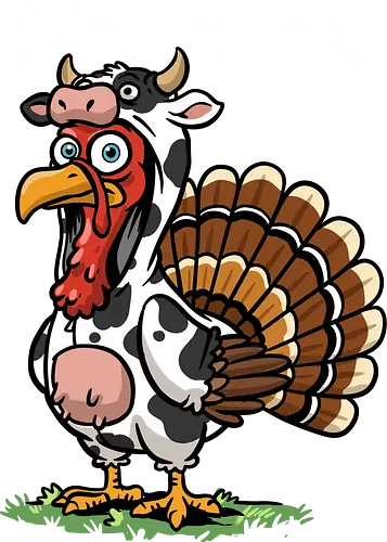 Turkey Moo - turkey moo, cow, fall season, farm, funny turkey, happy thanksgiving, moo, thankful, thanksgiving, thanksgiving dinner, thanksgiving turkey, turkey, turkey day, turkey dinner, turkey face