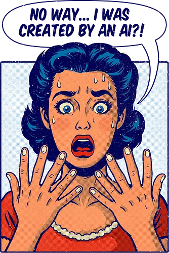 AI Panic - AI art, artificial intelligence, pop art, retro comic, vintage illustration, digital artist, tech humor, funny design, geek culture, ironic art, AI panic, vintage comic, meme art, nostalgia, 1950s style, comic book, nerd humor, futuristic joke, AI revolution, modern art parody, cool gift, comic pop, creative tech, funny AI, ironic retro, old school style, robot humor.