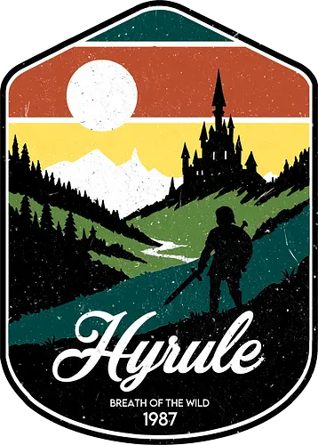 Visit  - White - Princess, Hero of Time, Breath, retro gaming, fantasy art, adventure, travel poster, geek art, gamer gift, open world, hero of time, vintage design, classic video game, nerd culture, minimal art, nostalgia, pixel hero, old school gaming, geek style, pop culture, epic fantasy, gamer decor, hero adventure, Nintendo legend.