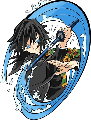  Giyu Tomioka: Water Hashira's Flow - Giyu Tomioka, Water Hashira, Slayer, Hashira, anime, manga, fan art, t-shirt design, art print, water breathing, cool anime art, geek art, stylish, KNY, Nichirin, Tanjiro, iconic.
