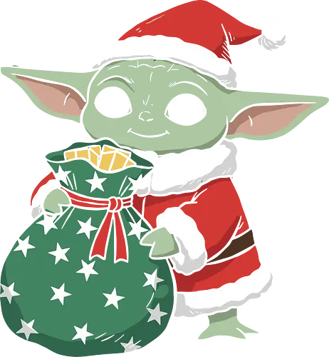  Merry Force Be With You - Grogu Christmas, Baby Yoda Santa, Star Wars holiday, The Child, Bounty Hunter, festive, cute, whimsical, fan art, t-shirt design, art print, geek holiday, Christmas gift, sci-fi.
