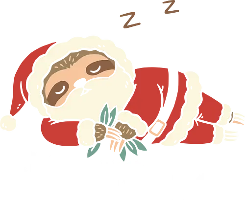  SLO HO HO (Sleeping Santa Sloth) - Sloth Santa, Slo Ho Ho, funny Christmas, sleeping sloth, lazy Santa, holiday pun, cute sloth, whimsical, festive, fan art, t-shirt design, art print, cozy holiday, unique Christmas, animal humor.