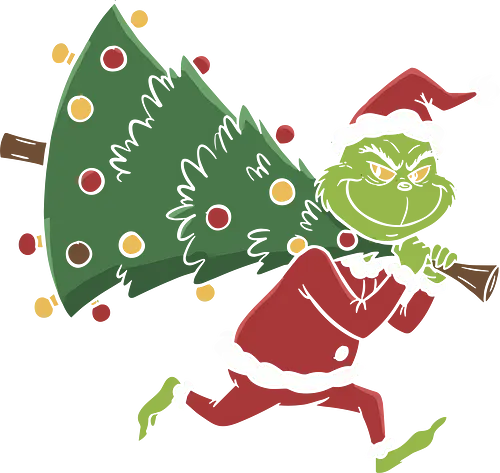  Stolen Christmas Spirit - The Grinch, stolen Christmas, Dr. Seuss, Christmas tree, holiday mischief, funny Christmas, festive, cartoon, nostalgic, fan art, t-shirt design, art print, anti-Christmas, Grinch fan gift.