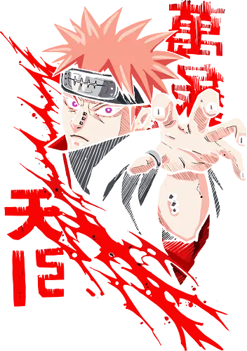  Shinra Tensei: Pain's Judgment - Pain Naruto, Tendo Pain, Akatsuki, Rinnegan, Shinra Tensei, Almighty Push, anime, manga, fan art, t-shirt design, art print, cool anime villain, geek art, stylish, Yahiko, Nagato, iconic villain.