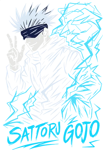  Gojo Satoru: Infinite Void - Satoru Gojo, Gojo, Jujutsu, JJK, Six Eyes, Infinite Void, anime, manga, fan art, t-shirt design, art print, cool anime boy, geek art, stylish, blue lightning, overpowered, iconic.