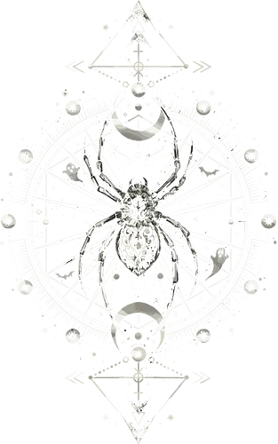 Spider Mystic Occult - spider, gold spider, insect, moon, mystic, mystical, occult, star, lm2kone, moon phases, aethestic, illustration