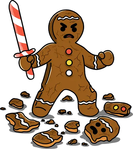 The Final Crumb  - the final crumb, gingerbread man, gingerbread, gingerbread cookie, cookie battle, vintage Christmas, retro Christmas, Christmas humor, funny Christmas, winter season