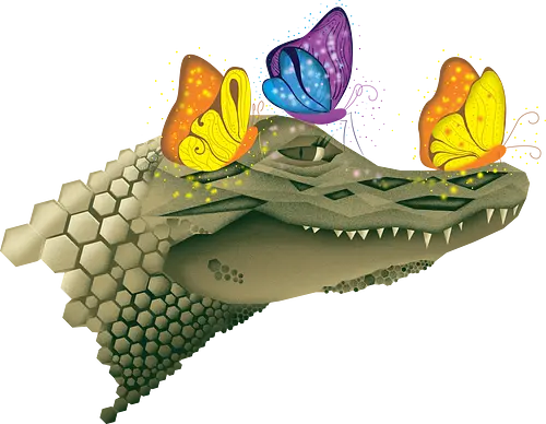 Ferocious & Fabulous - Kaiman, Krokodil, Alligator, Schmetterlinge, Wildtiere, Natur, Ferocious, Fabulous, lustig, Tiere