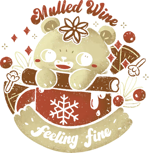 Cute Mulled Wine - mulled wine, gluhwein, spiced wine, drink, christmas, cat, cinnamon, star anise, berry, orange, kawaii, cute, mochi, xmas, xmorfina