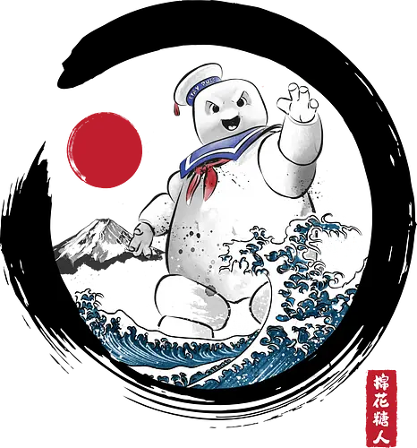 Enso marshmallow man - anime, manga, japan, japanese art, retro, vintage, marshmallow, 80s movies
