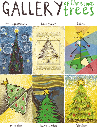 Gallery of Christmas Trees - christmas, xmas, holiday, painting, christmas tree
