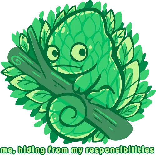 Hiding from my responsibilities - Chamäleon, lustig, verstecken, versteckt, chameleon, funny, hiding, hide, lazy, introvert, camouflage, relatable, nature, leaves, tree