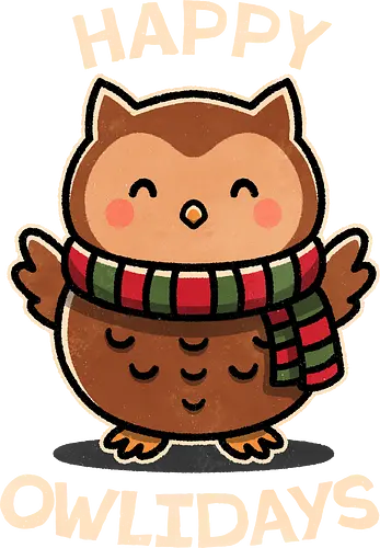 Happy Owlidays - owl, pun, holiday, xmas, christmas gifts, festive, winter, christmas decorations, holiday spirit, seasonal, joy, noel