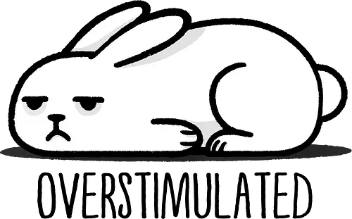 Overstimulated Bunny - bunny, rabbits, adhd, Overstimulated, Overstimulated, mental health, anxiety art, sensory overload, busy lifestyle, stress relief, mindfulness, abstract art, colorful design, emotional wellness