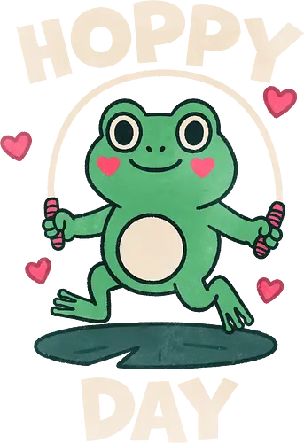 Happy Day Frog - hoppy, frog, frog design, funny, lover, cute, illustration, frog