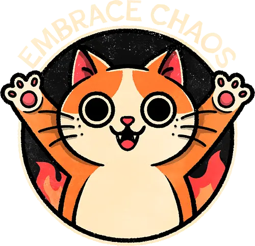 Embrace Chaos Cat - chaos, abstract, disorder, fire, wild, random, tumult, unpredictable, anarchy, creative, artistic, cats, cat, kitten, chaos