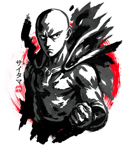 Sumi-e Hero - sumi-e, japan, one punch man, anime, manga, funny design, saitama, anime merchandise, comic character, superhero, cartoon, pop culture